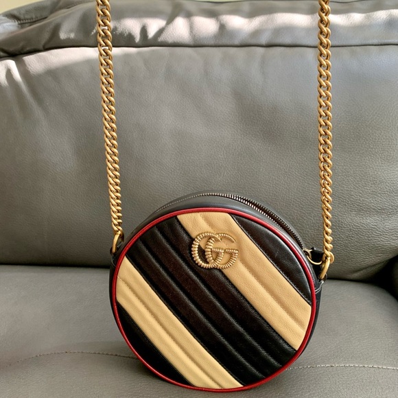 ‼️sold‼️Gucci Marmont Mini Round Striped - Picture 10 of 16